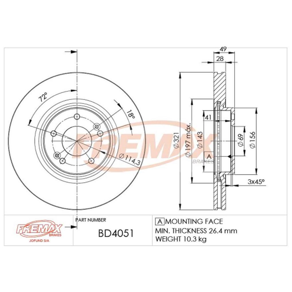 Disco de Freio Ventilado Dianteiro 1 Unidade - Fremax - BD4051