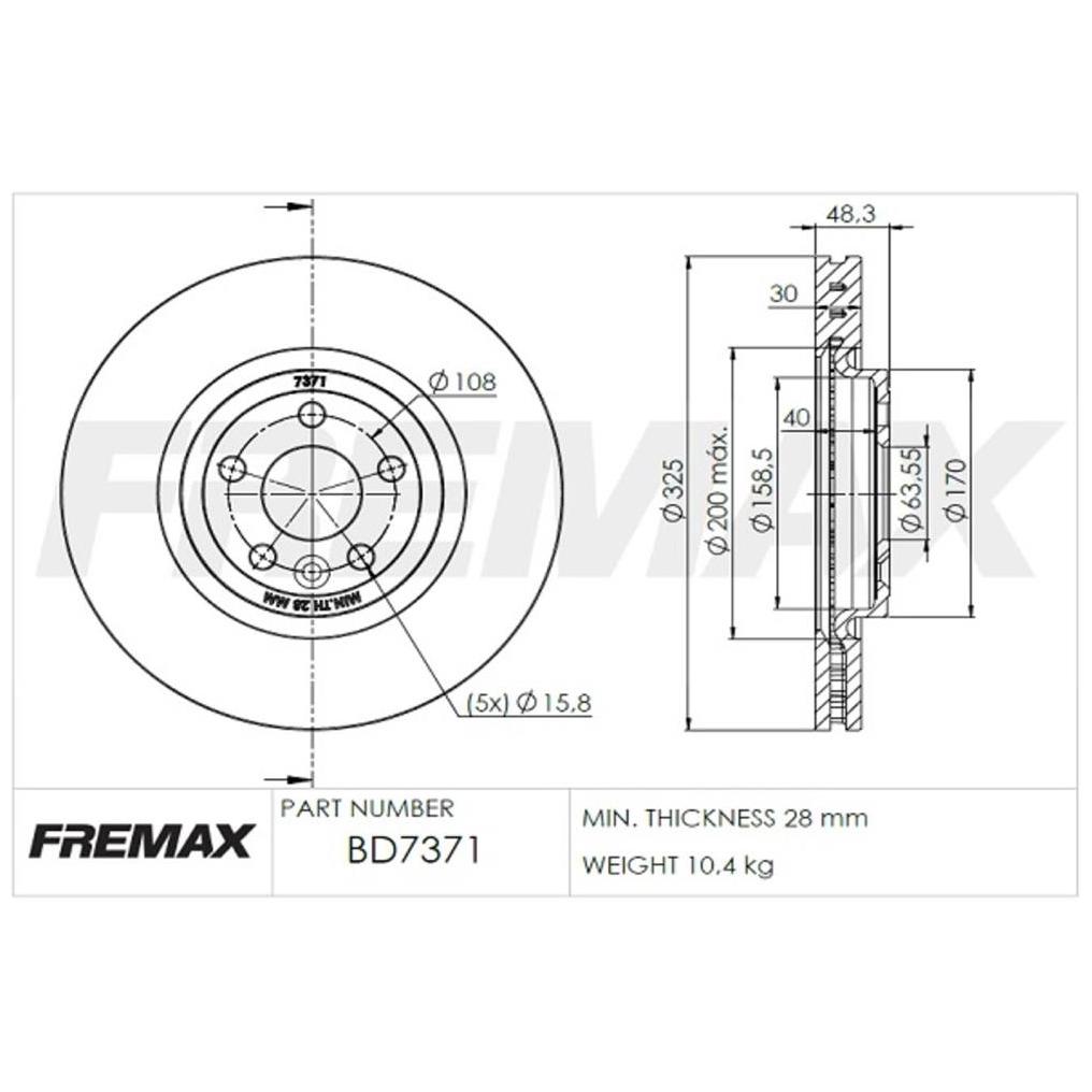 Disco de Freio Ventilado Dianteiro 1 Unidade - Fremax - BD7371