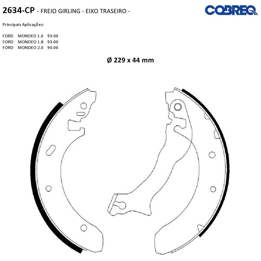Jogo de Sapatas de Freio - Cobreq - 2634CP