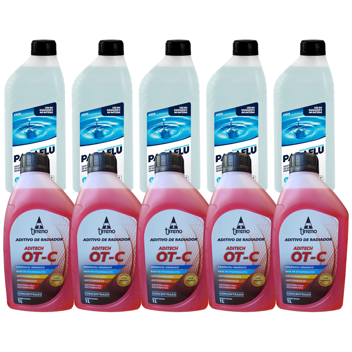 Kit 10 Litros com 5L Aditivo Radiador Laranja + 5L Água - Paraflu/Tirreno - 10-3031/FLU/DS/303FU1