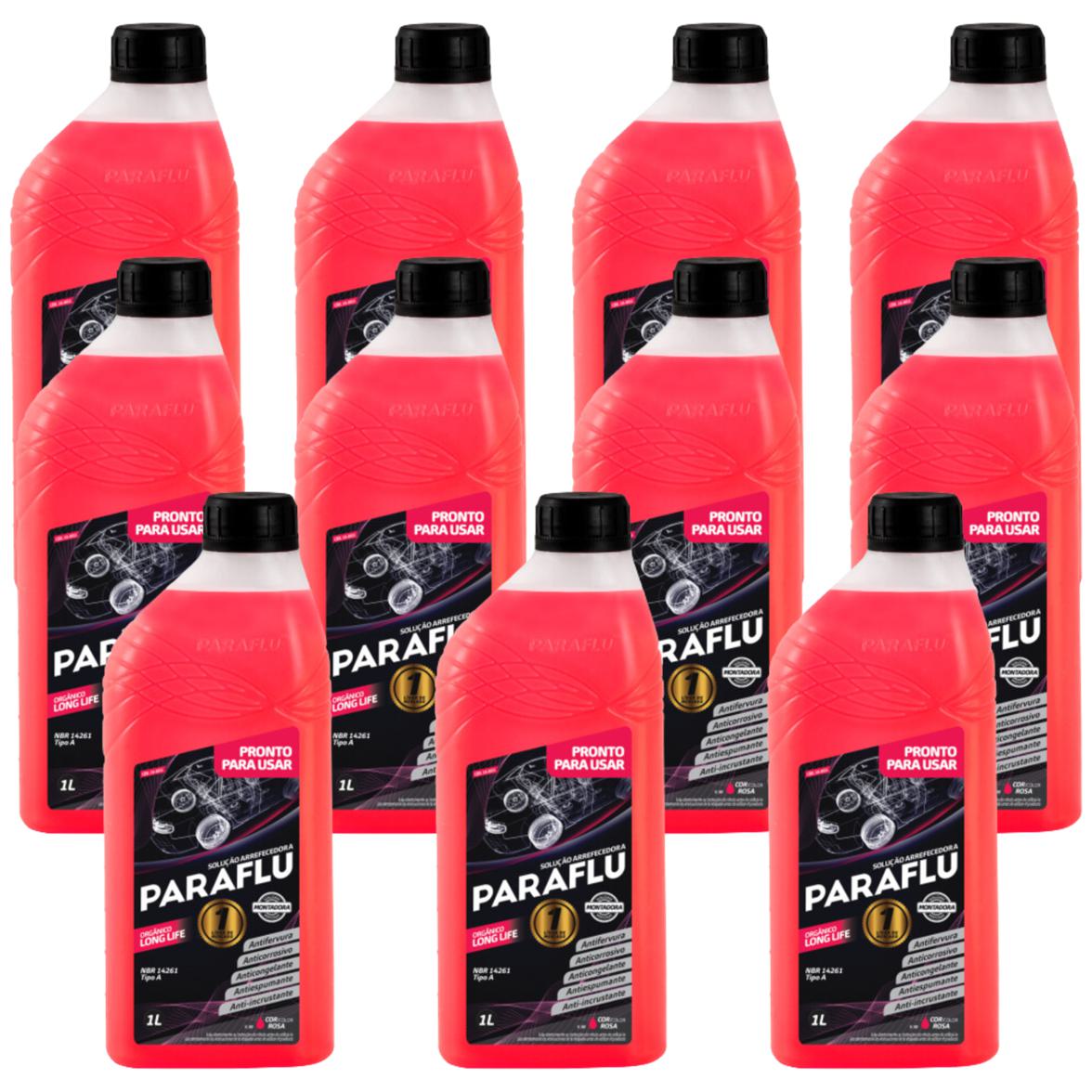 Kit 11 Litros Aditivo Radiador Pronto Para Uso Paraflu Montadora Orgânico Rosa