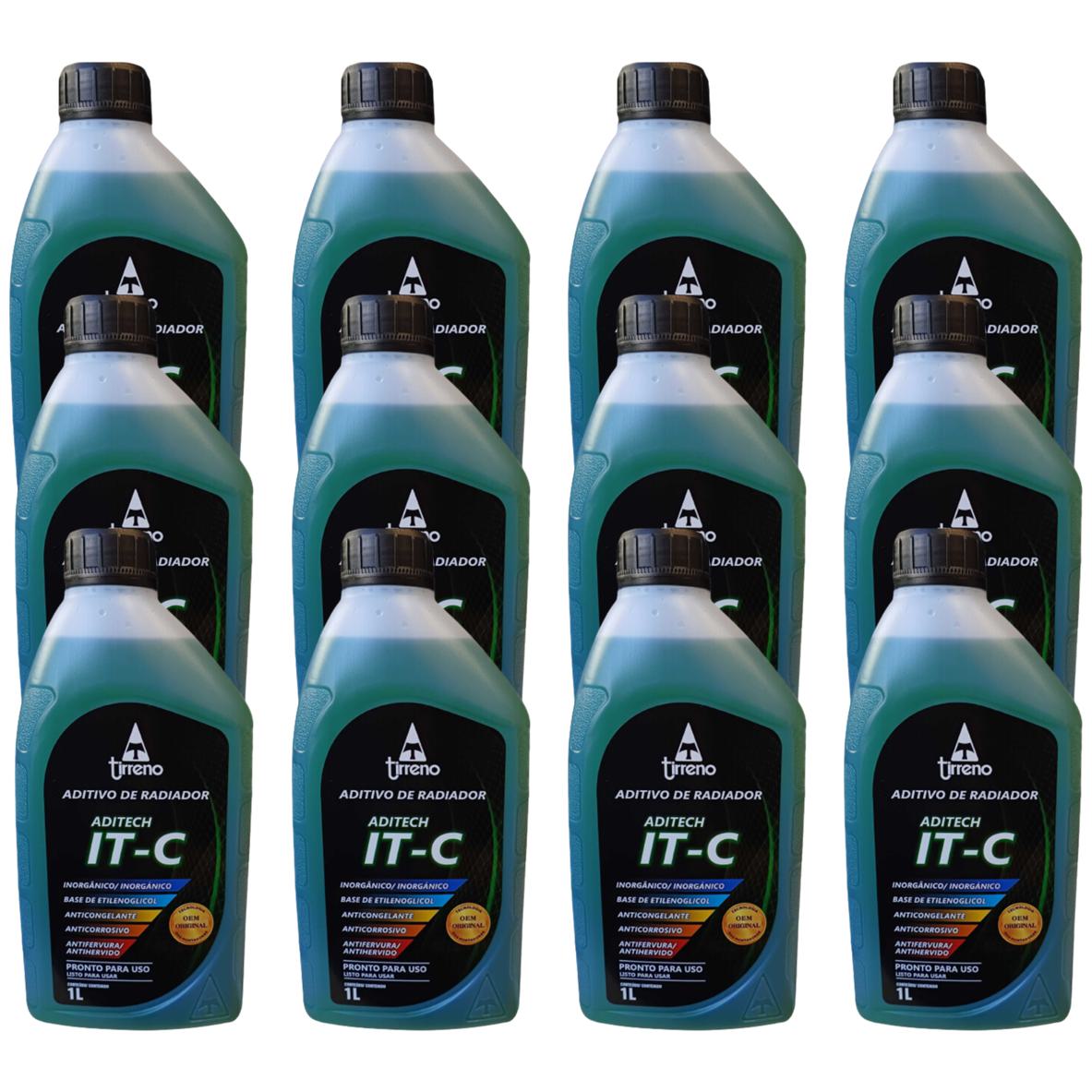 Kit 12 Litros Aditivo Radiador Pronto Para Uso Tirreno Inorgânico IT-C Verde Veículos até anos 90