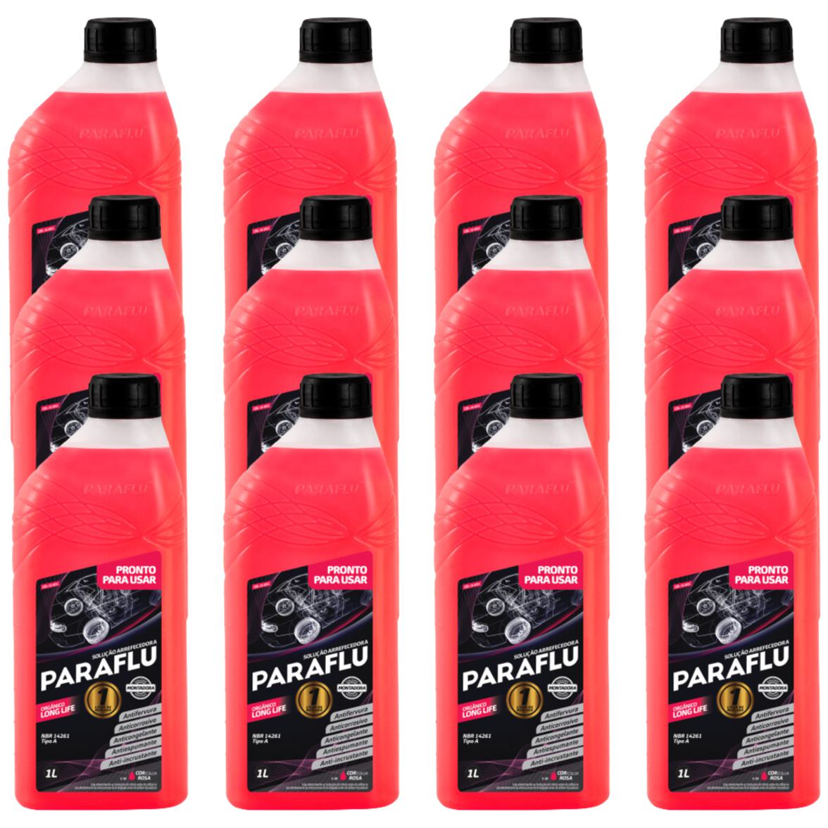 Kit 12 Litros Aditivo Radiador Pronto Para Uso Paraflu Montadora Orgânico Rosa