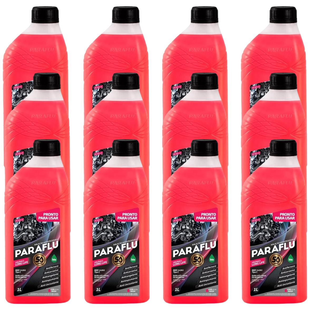 Kit 12 Litros Aditivo Radiador Pronto Para Uso Paraflu Bio Orgânico Rosa