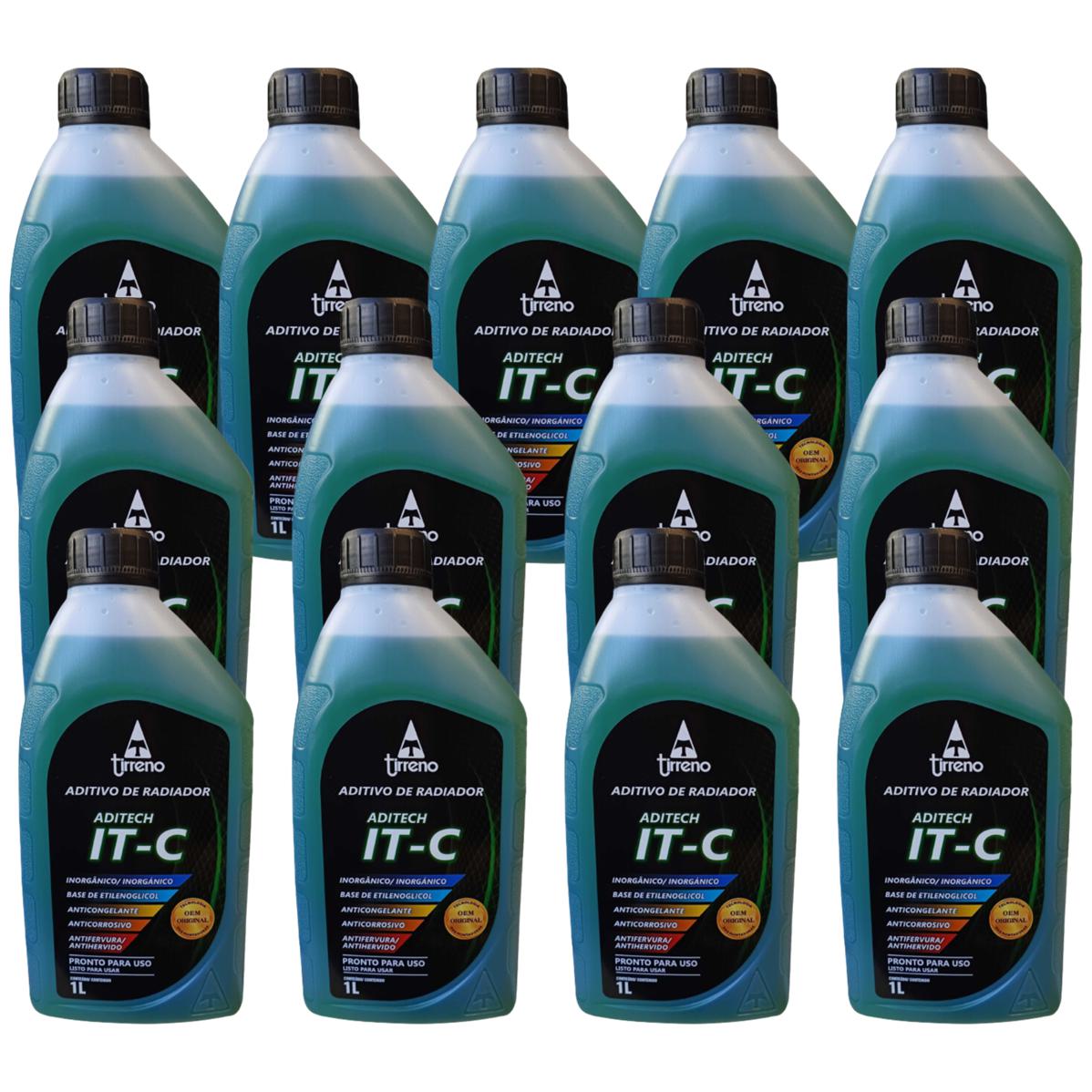 Kit 13 Litros Aditivo Radiador Pronto Para Uso Tirreno Inorgânico IT-C Verde Veículos até anos 90
