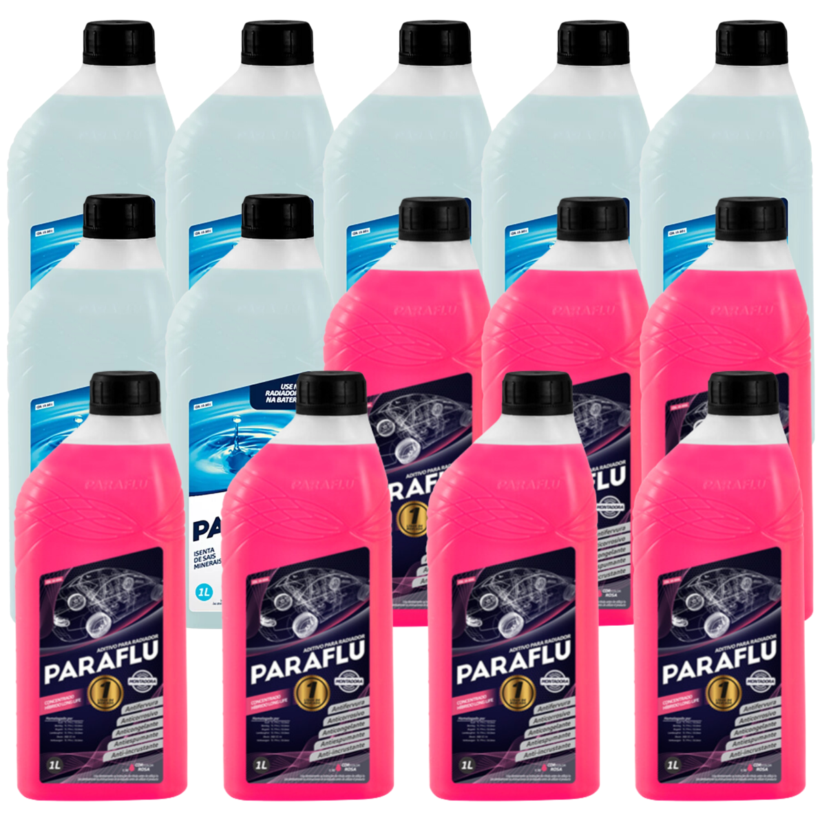 Kit 14 Litros com 7L Aditivo Radiador Rosa + 7L Água - Paraflu - 10-3031/10-3056