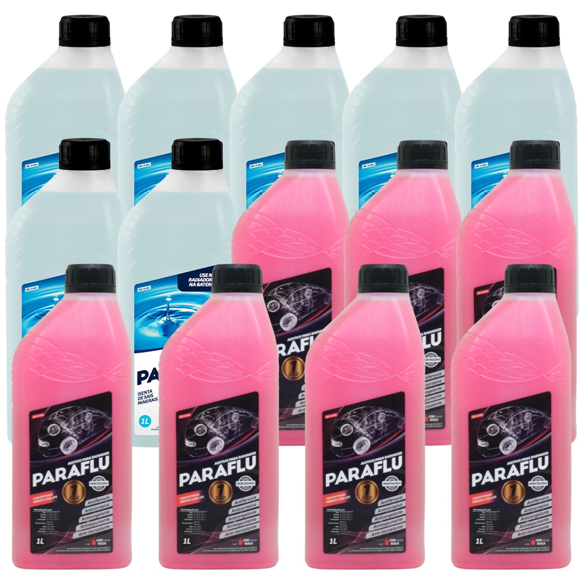 Kit 14 Litros com 7L Aditivo Radiador Rosa + 7L Água - Paraflu - 10-3031/10-3054