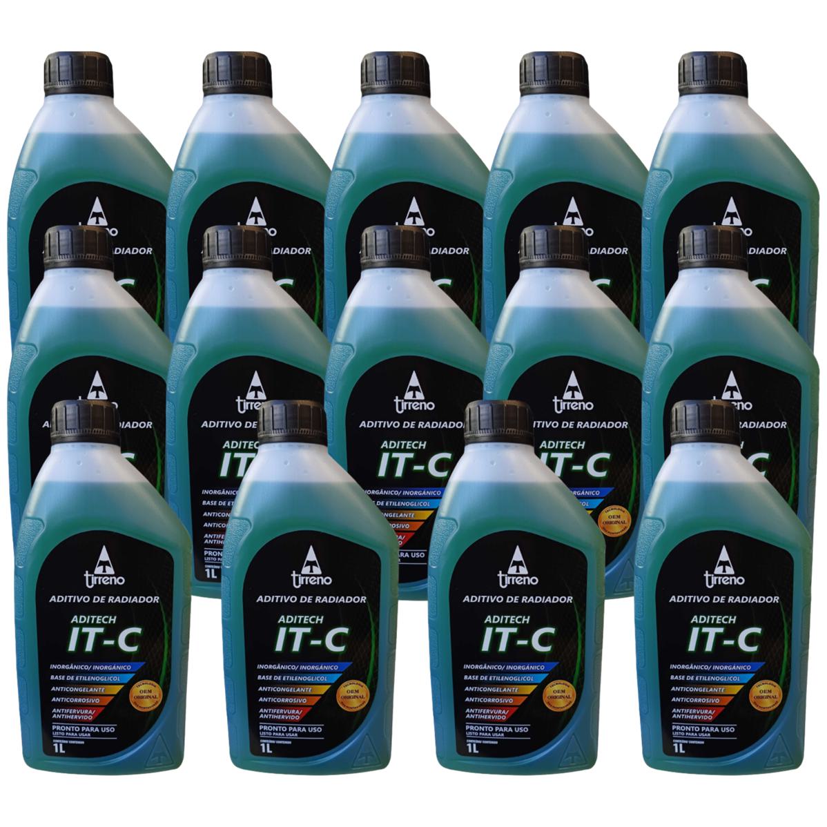Kit 14 Litros Aditivo Radiador Pronto Para Uso Tirreno Inorgânico IT-C Verde Veículos até anos 90