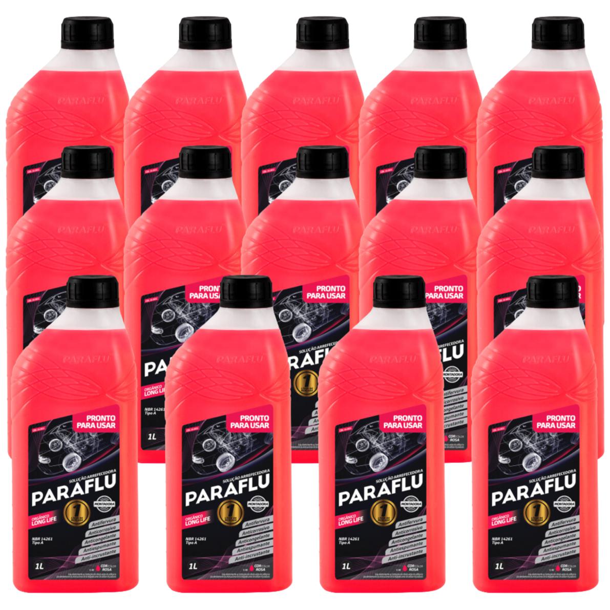Kit 14 Litros Aditivo Radiador Pronto Para Uso Paraflu Montadora Orgânico Rosa