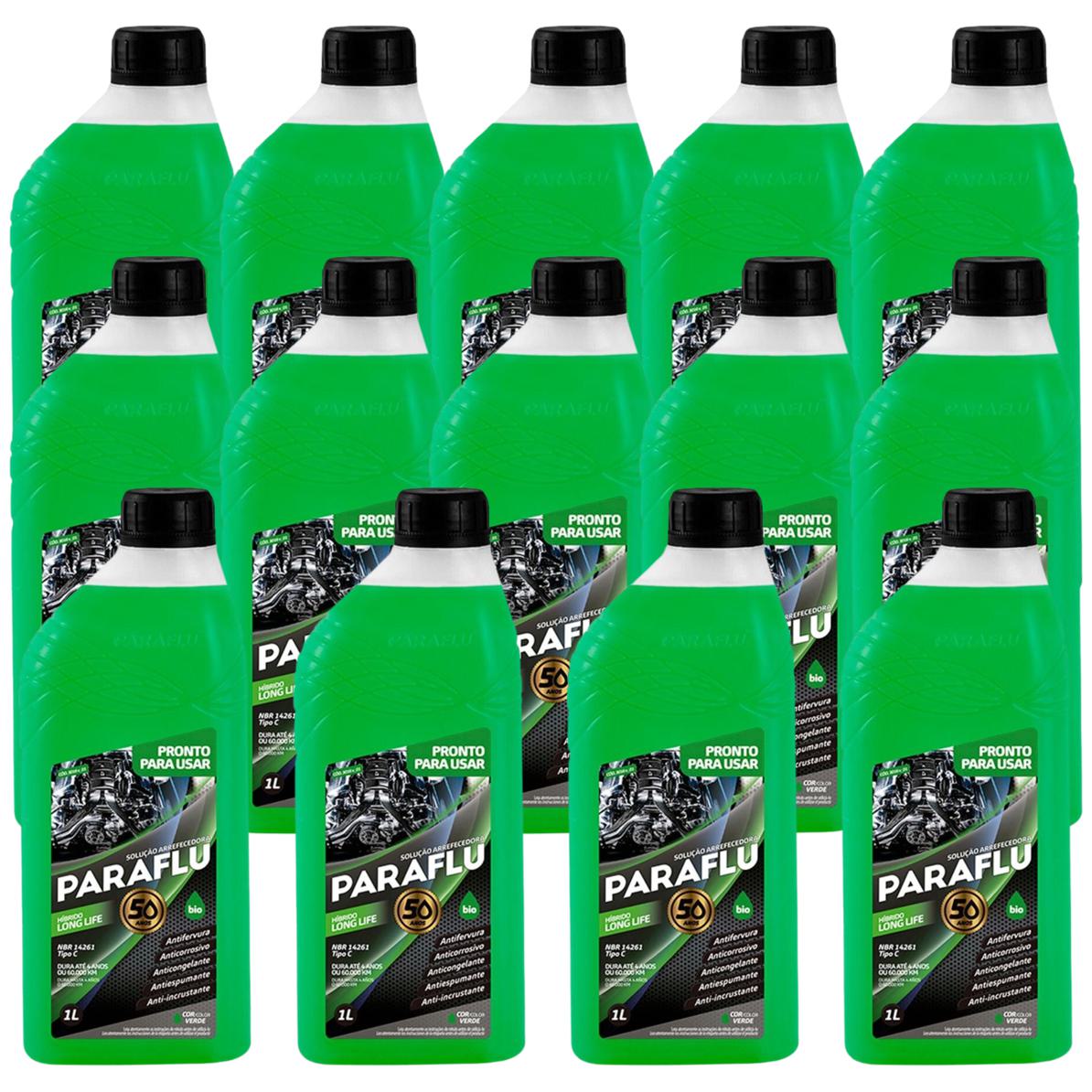 Kit 14 Litros Aditivo Radiador Pronto Para Uso Paraflu Bio Híbrido Verde