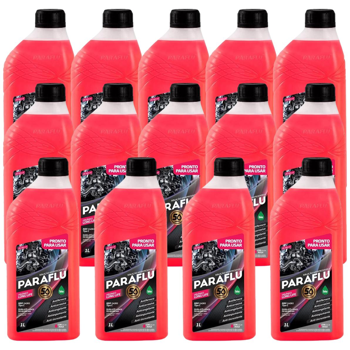 Kit 14 Litros Aditivo Radiador Pronto Para Uso Paraflu Bio Orgânico Rosa