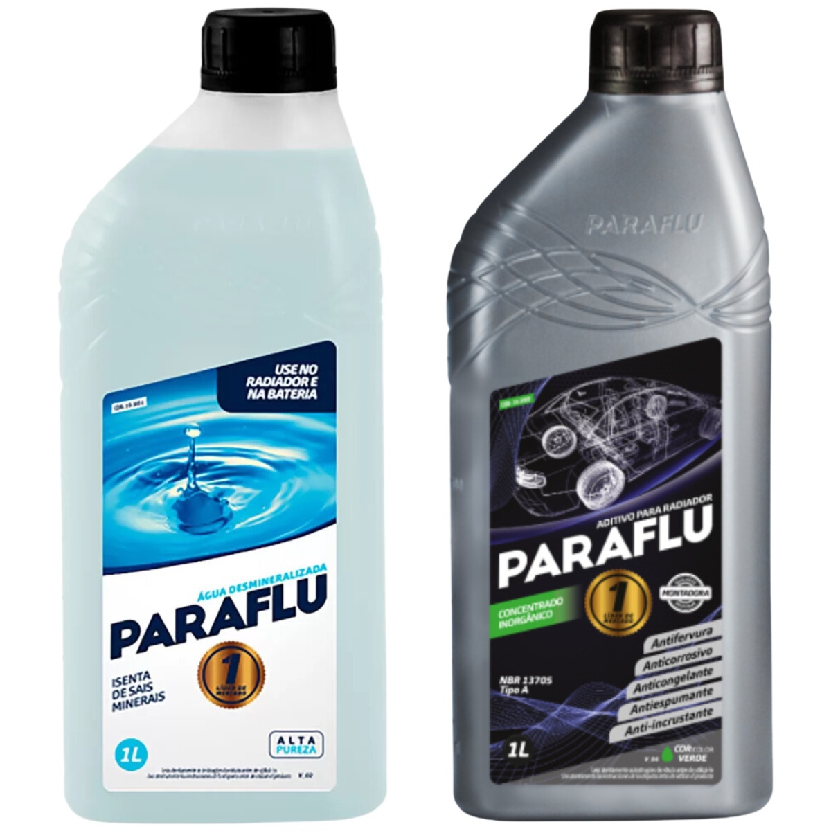 Kit 2 Litros com 1L Aditivo Radiador Verde + 1L Água - Paraflu - 10-3007/10-3031
