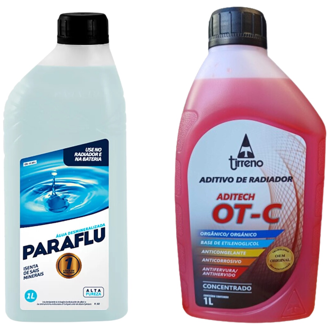 Kit 2 Litros com 1L Aditivo Radiador Laranja + 1L Água - Paraflu/Tirreno - 10-3031/FLU/DS/303FU1