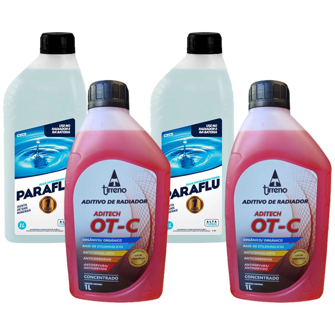 Kit 2 Litros Aditivo Radiador Tirreno Laranja + 2 Litros Água Desmineralizada - Paraflu/Tirreno - 10-3031/FLU/DS/303FU1
