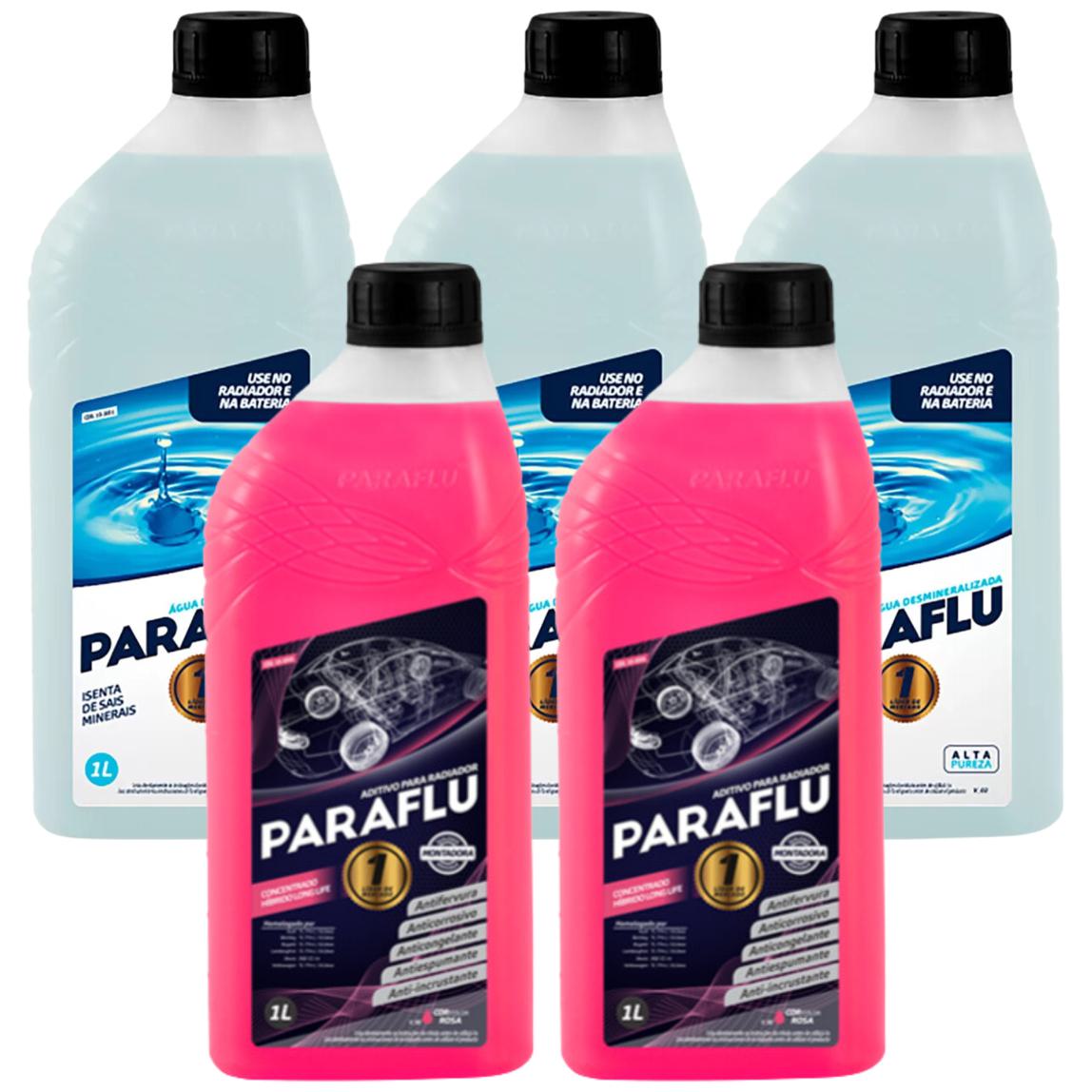 Kit 2L Aditivo Radiador Concentrado + 3L Água Desmineralizada - Paraflu - 10-3031 / 10-3056