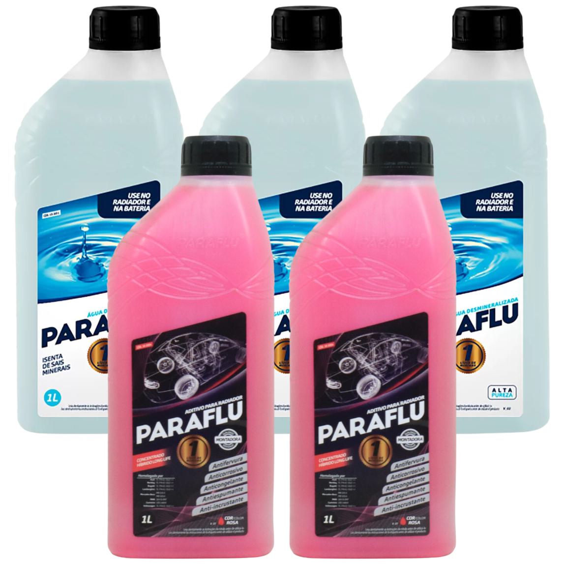Kit 2L Aditivo Radiador Concentrado + 3L Água Desmineralizada - Paraflu - 10-3031 / 10-3054