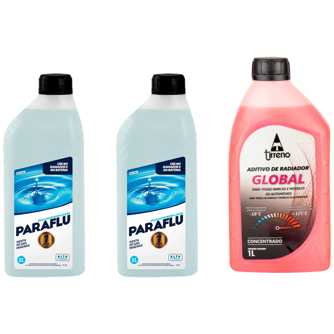 Kit 3 Litros com 1L Aditivo Radiador Rosa + 2L Água - Paraflu/Tirreno - 10-3031/FLU/DS/279FU1