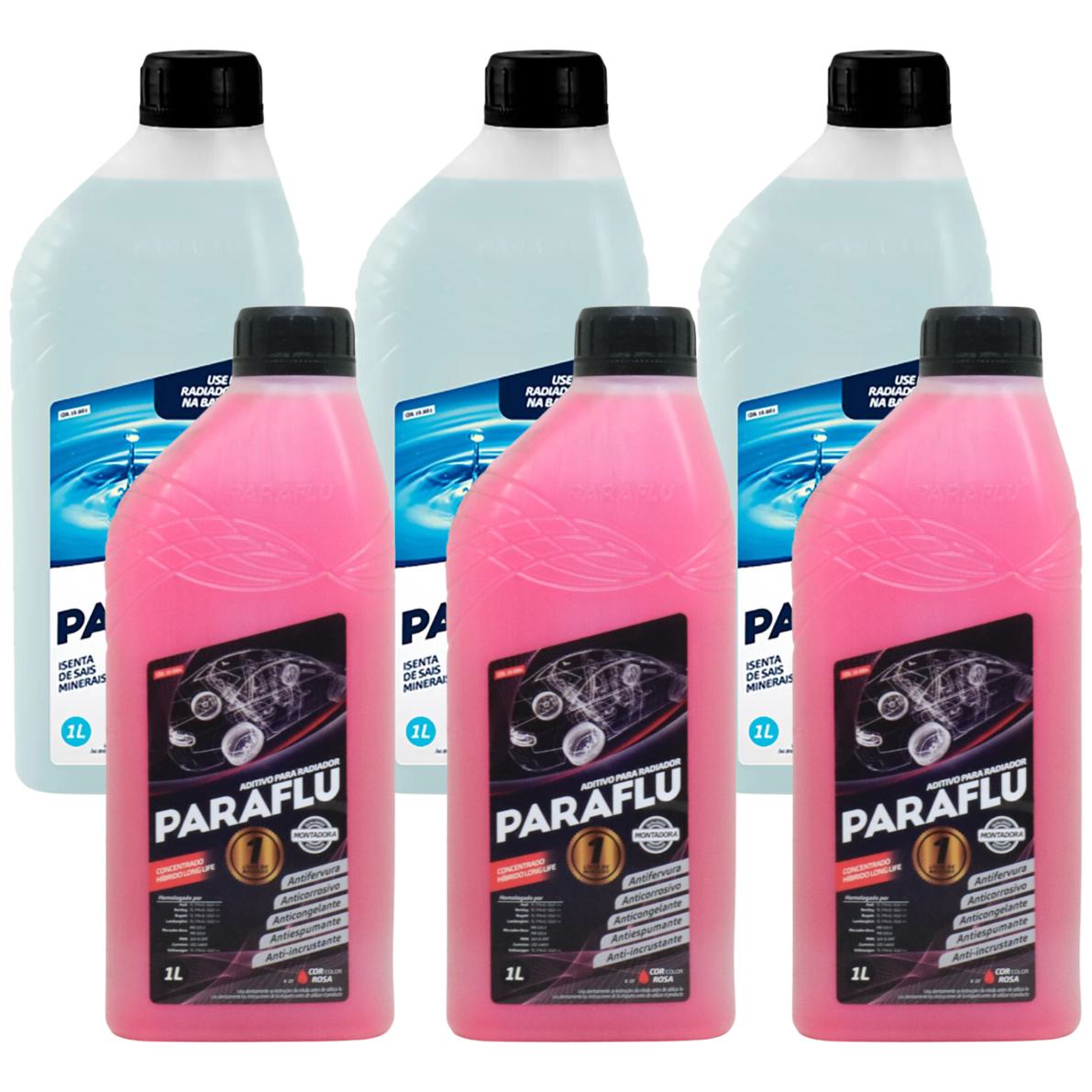 Kit 3L Aditivo Radiador Concentrado + 3L Água Desmineralizada - Paraflu - 10-3031 / 10-3054