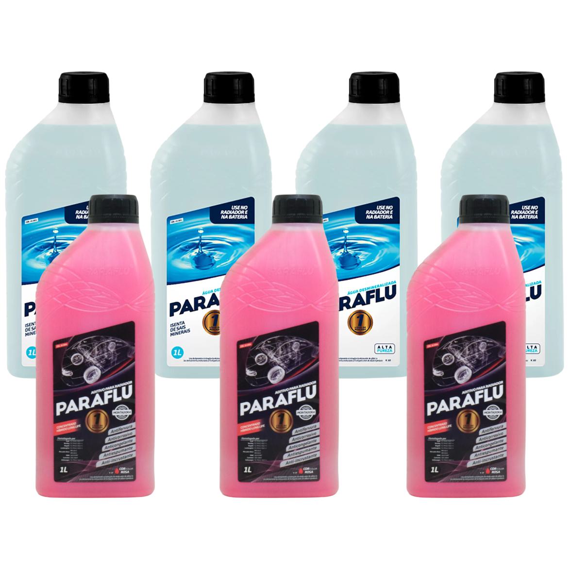Kit 3L Aditivo Radiador Concentrado + 4L Água Desmineralizada - Paraflu - 10-3031 / 10-3054