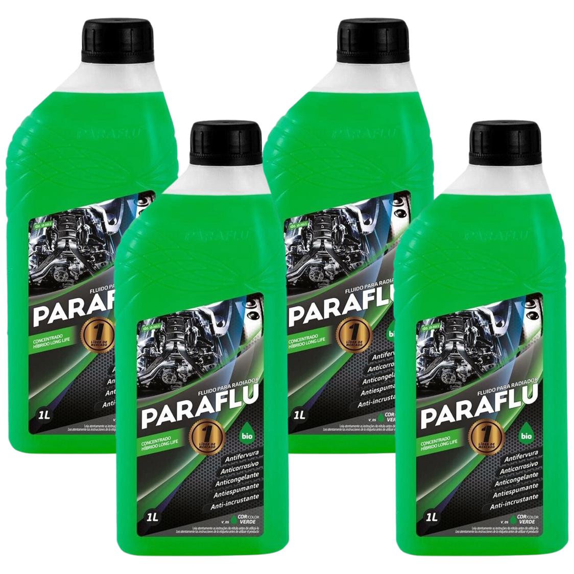 Kit 4 Litros Aditivo Radiador Concentrado Paraflu Bio Híbrido Verde
