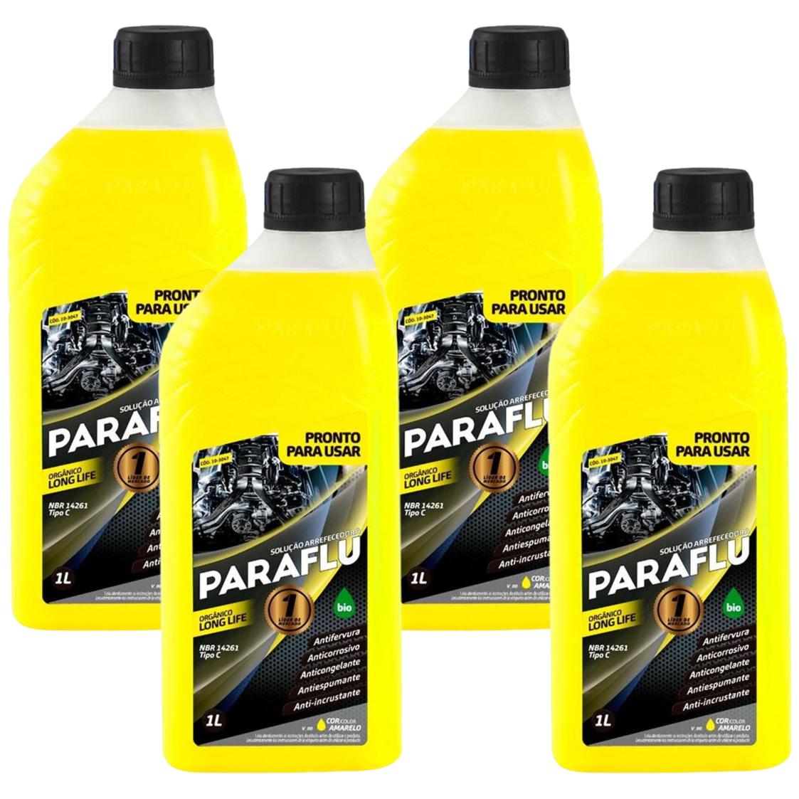 Kit 4 Litros Aditivo Radiador Pronto Para Uso Paraflu Bio Orgânico Amarelo