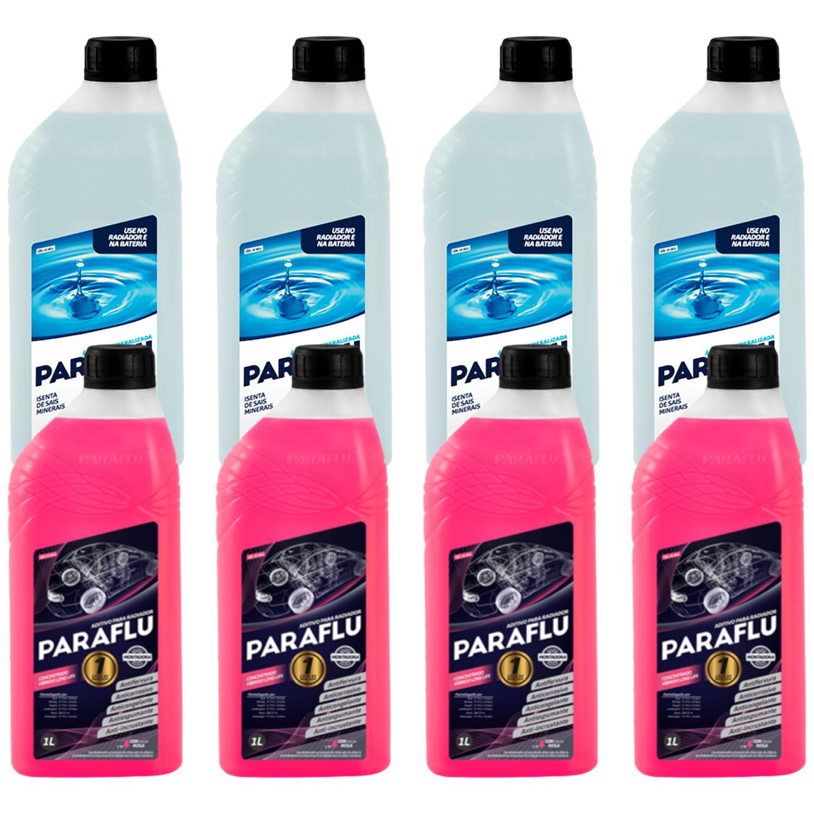 Kit 4L Aditivo Radiador Concentrado + 4L Água Desmineralizada - Paraflu - 10-3031 / 10-3056