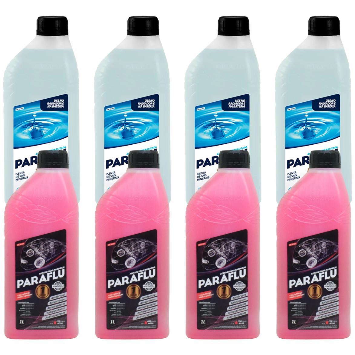 Kit 4L Aditivo Radiador Concentrado + 4L Água Desmineralizada - Paraflu - 10-3031 / 10-3054