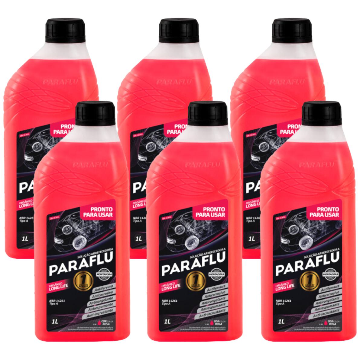 Kit 6 Litros Aditivo Radiador Pronto Para Uso Paraflu Montadora Orgânico Rosa