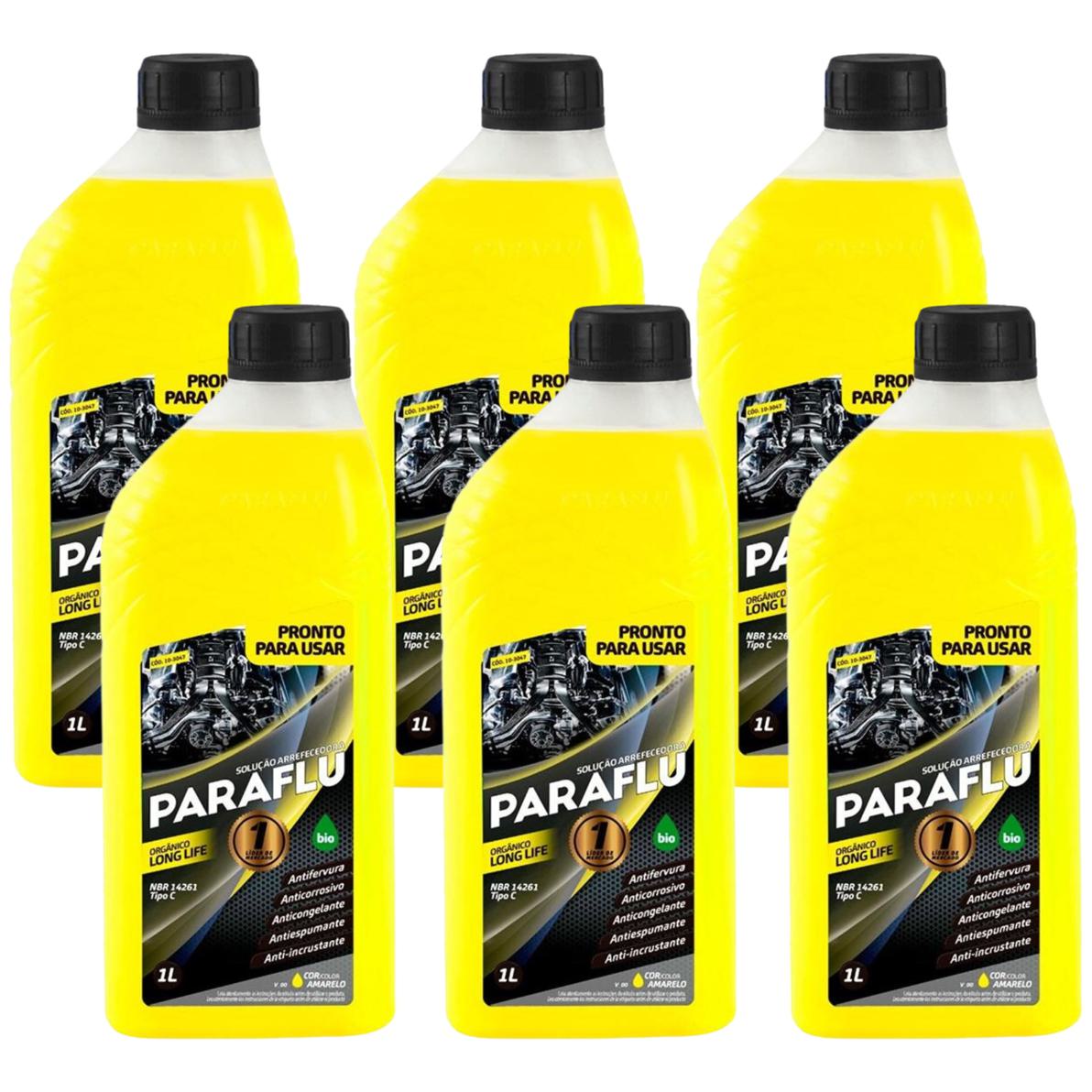 Kit 6 Litros Aditivo Radiador Pronto Para Uso Paraflu Bio Orgânico Amarelo