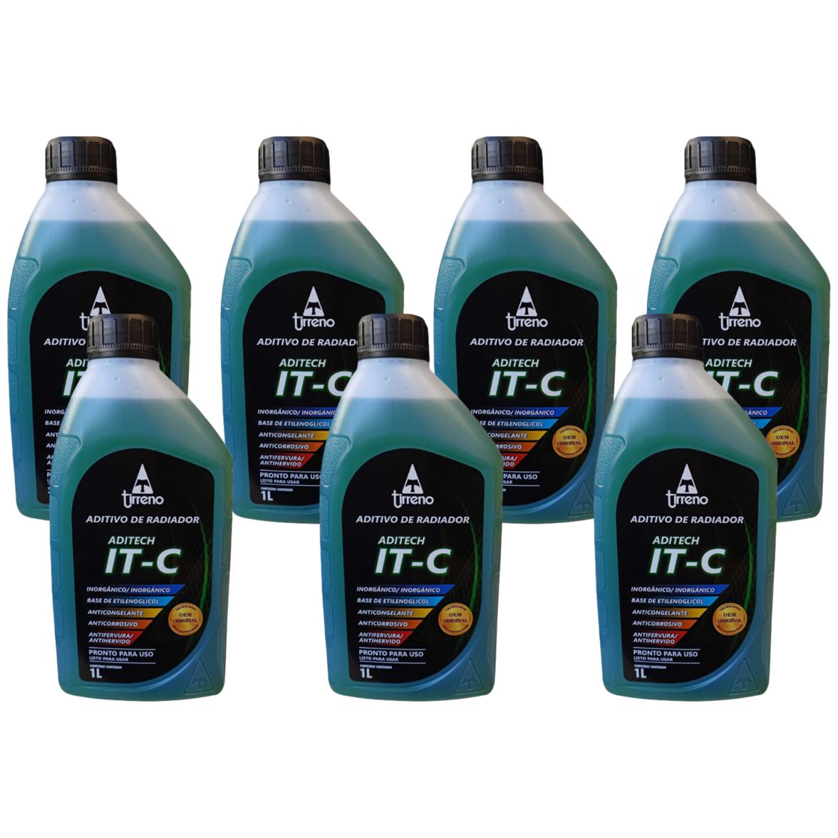 Kit 7 Litros Aditivo Radiador Pronto Para Uso Tirreno Inorgânico IT-C Verde Veículos até anos 90