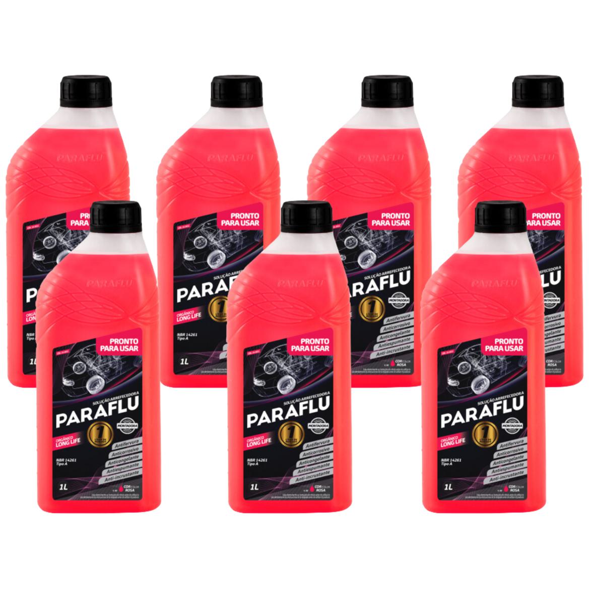 Kit 7 Litros Aditivo Radiador Pronto Para Uso Paraflu Montadora Orgânico Rosa