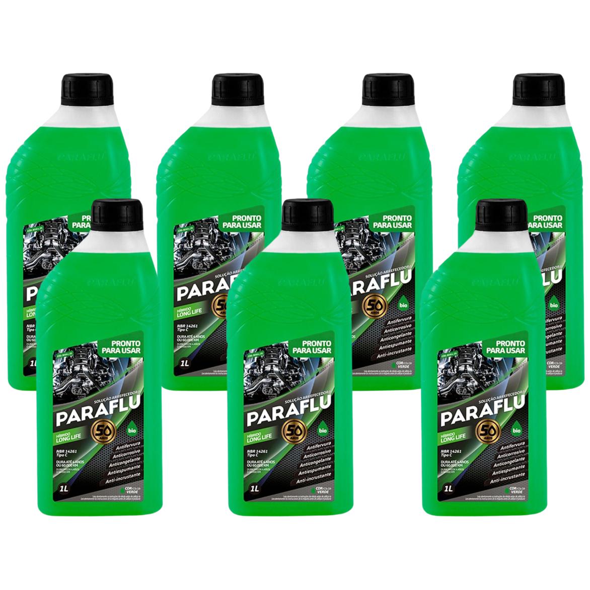 Kit 7 Litros Aditivo Radiador Pronto Para Uso Paraflu Bio Híbrido Verde