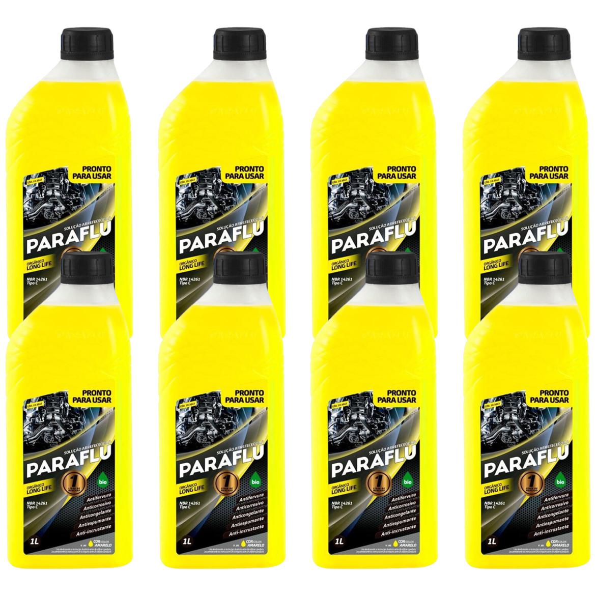 Kit 8 Litros Aditivo Radiador Pronto Para Uso Paraflu Bio Orgânico Amarelo