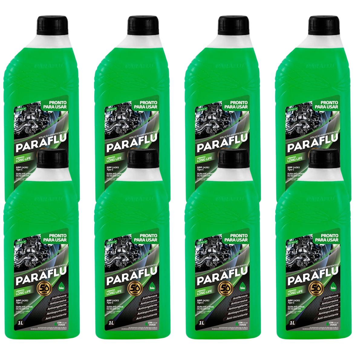 Kit 8 Litros Aditivo Radiador Pronto Para Uso Paraflu Bio Híbrido Verde