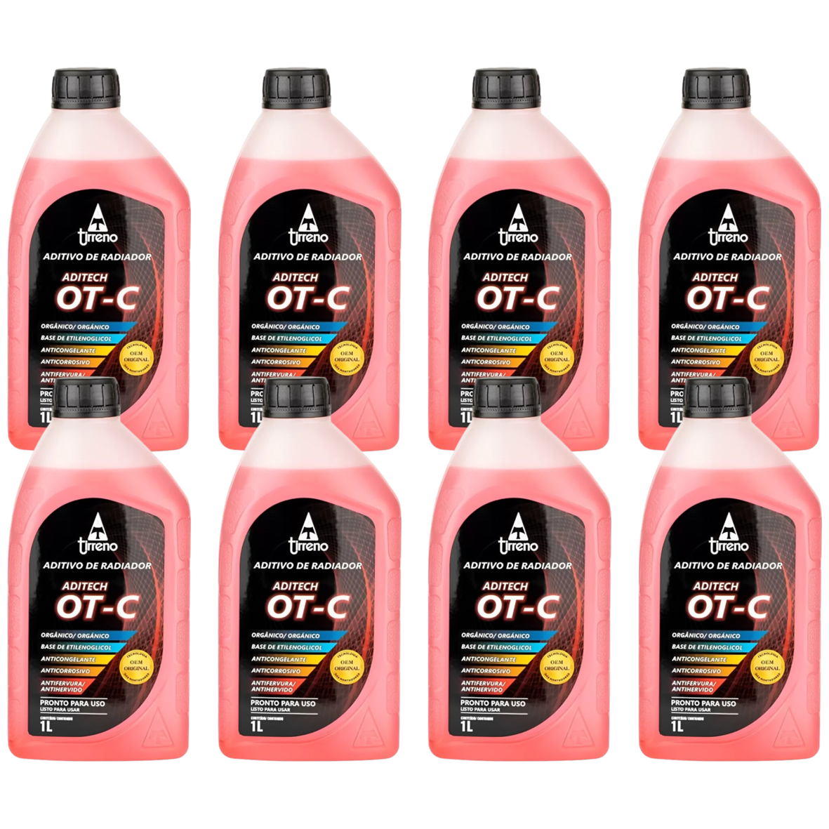 Kit 8 Litros Aditivo Radiador Pronto Para Uso Tirreno Orgânico OT-C Laranja