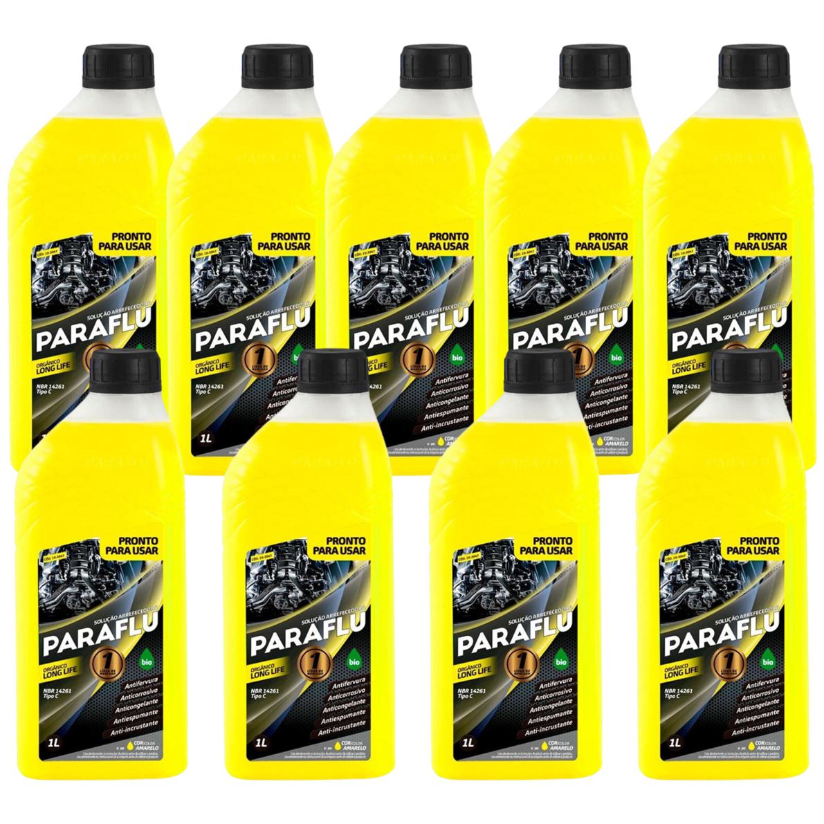 Kit 9 Litros Aditivo Radiador Pronto Para Uso Paraflu Bio Orgânico Amarelo