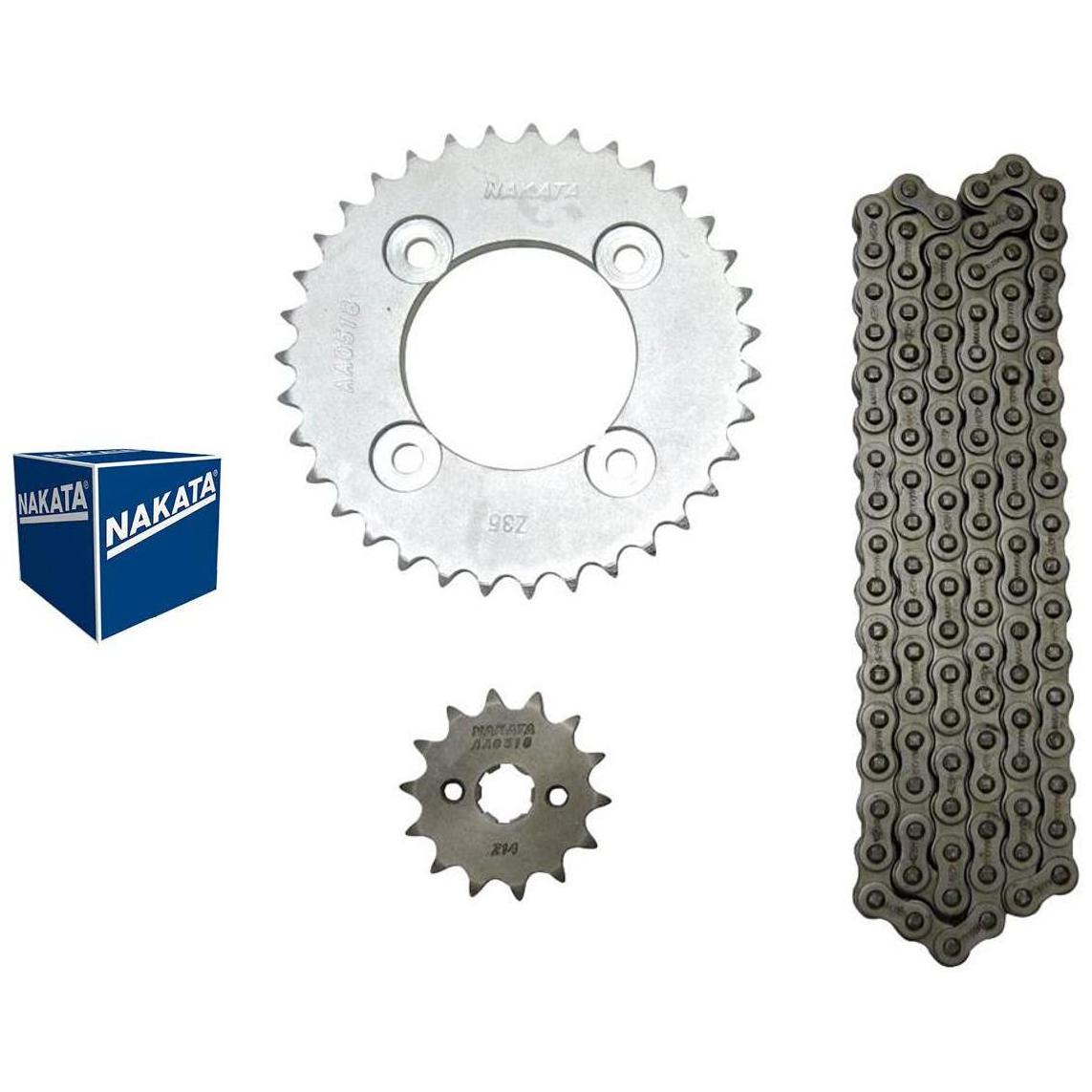 Kit da Coroa Pinhão e Corrente 35 14mm para Honda Pop 100 - Nakata - TM10155