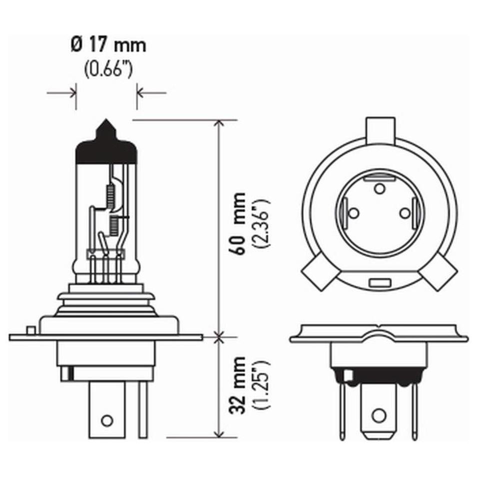 Lâmpada Halógena Amarela H4 12V 60/55W 3200K - Hella - H4