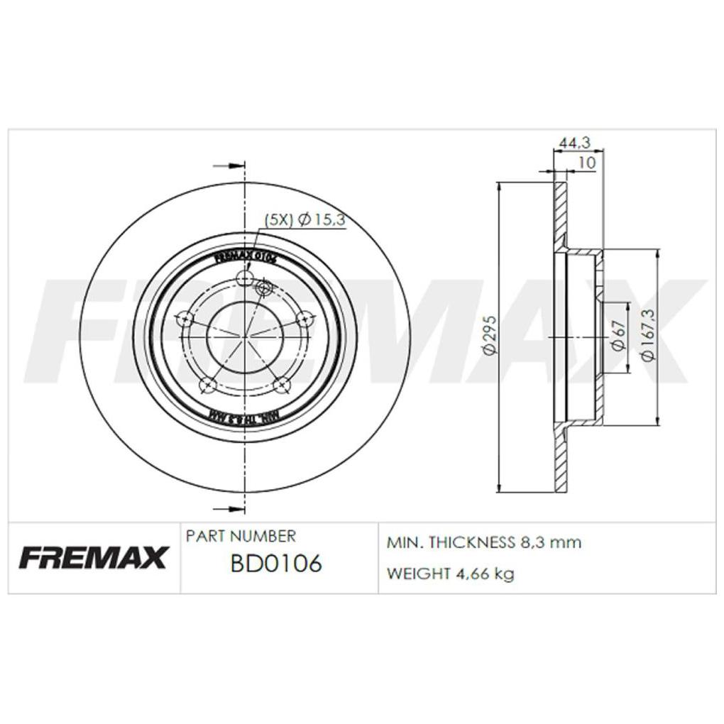 Par de Discos de Freio Sólido Traseiro - Fremax - BD0106