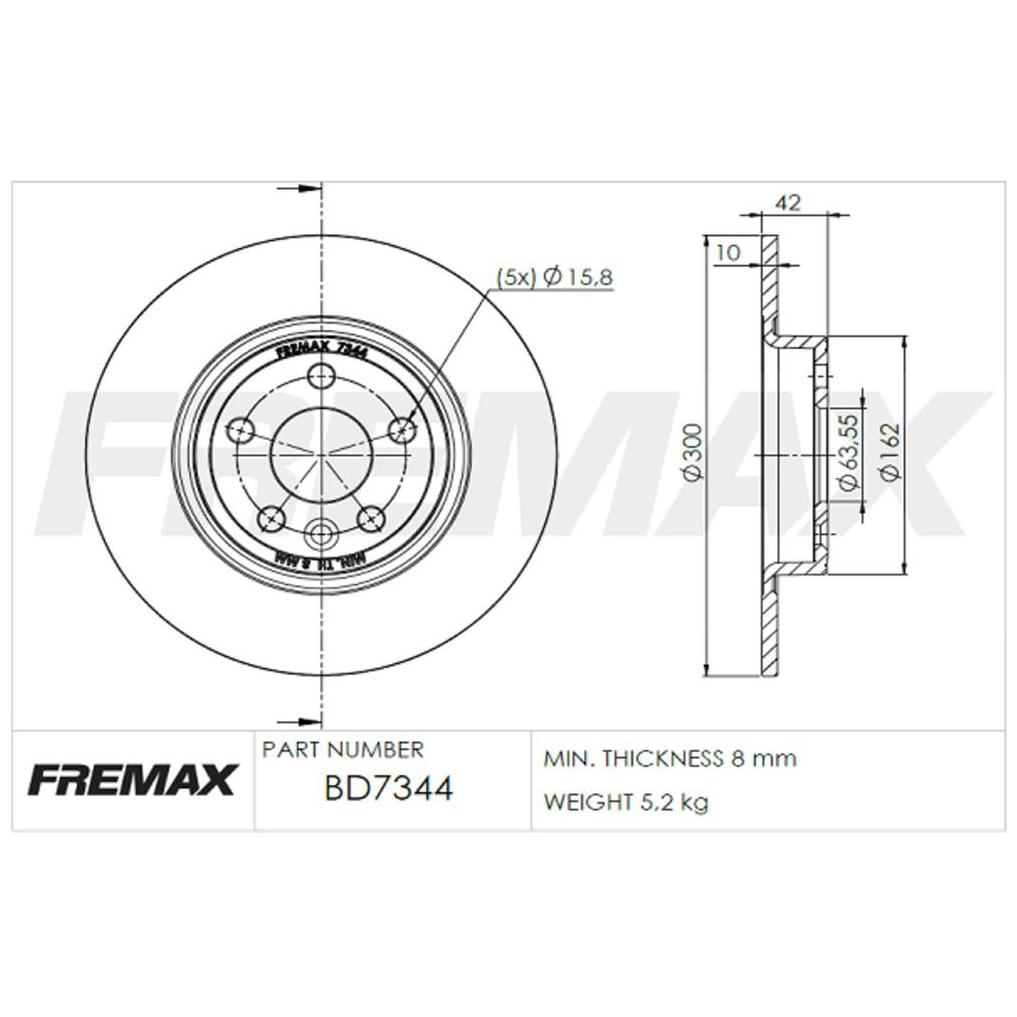 Par de Discos de Freio Sólido Traseiro - Fremax - BD7344