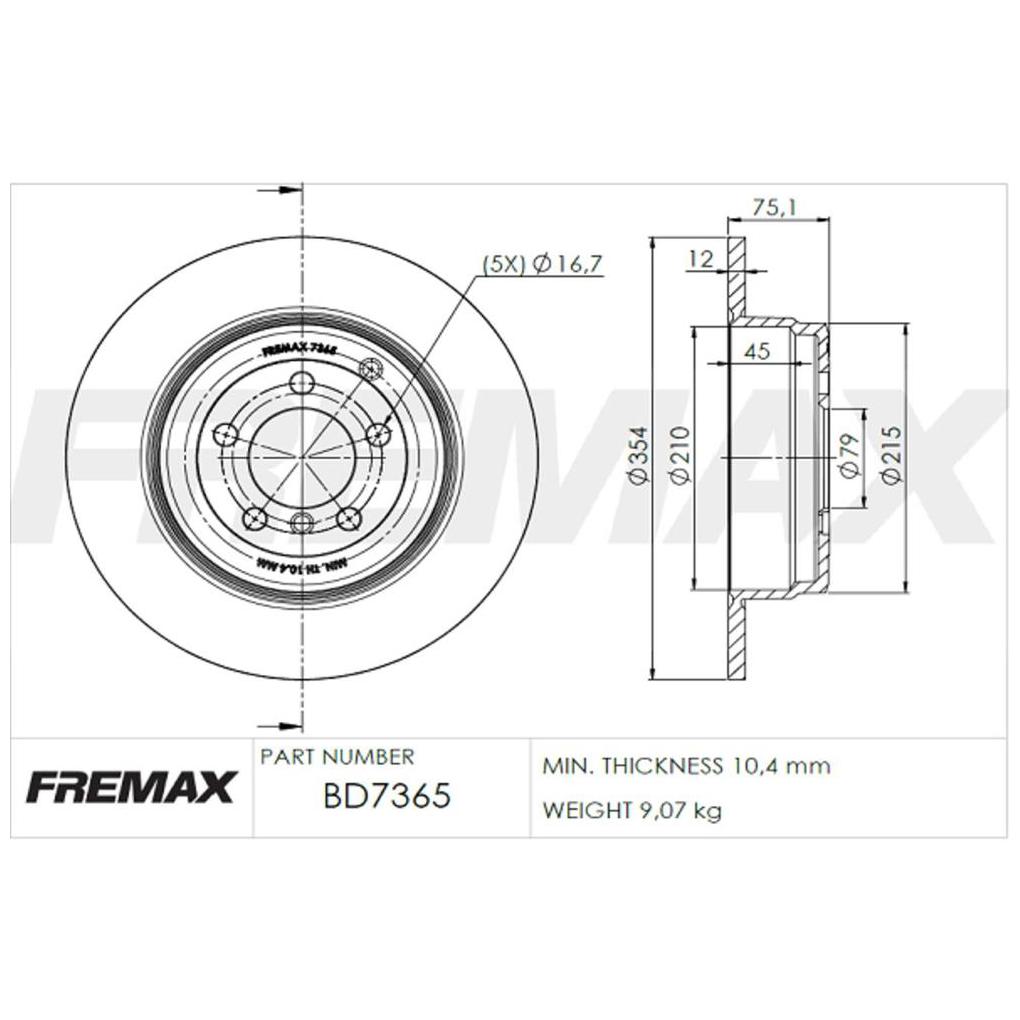 Par de Discos de Freio Sólido Traseiro - Fremax - BD7365