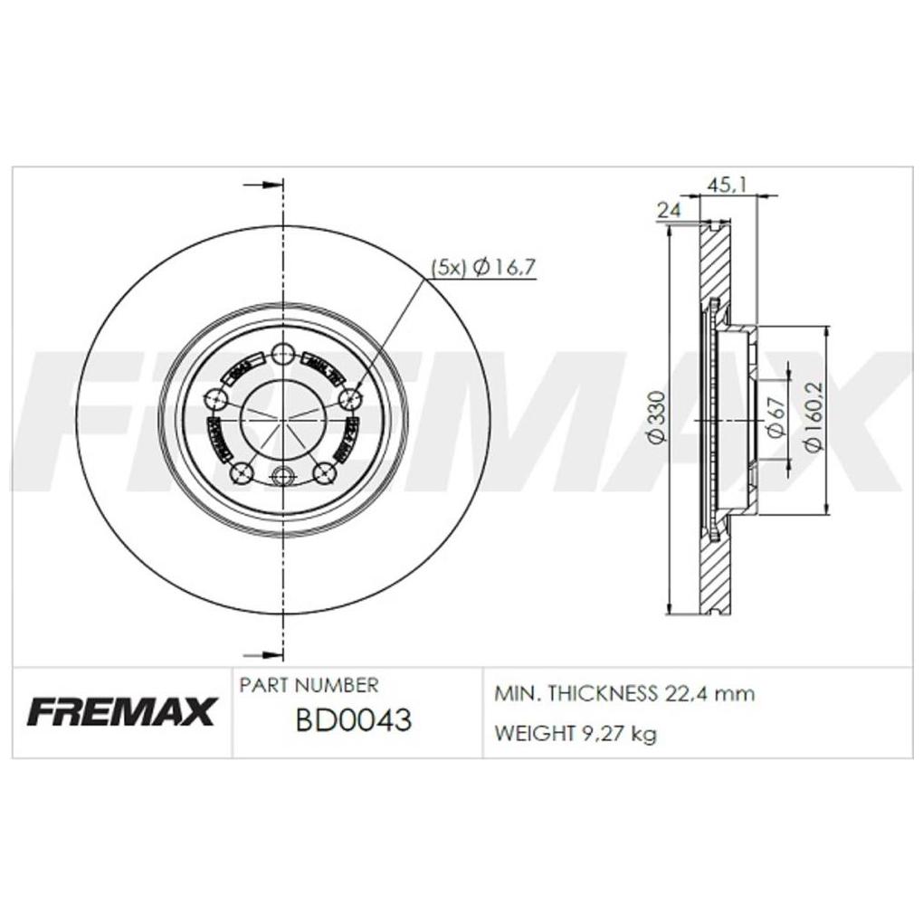 Par de Discos de Freio Ventilado Dianteiro - Fremax - BD0043