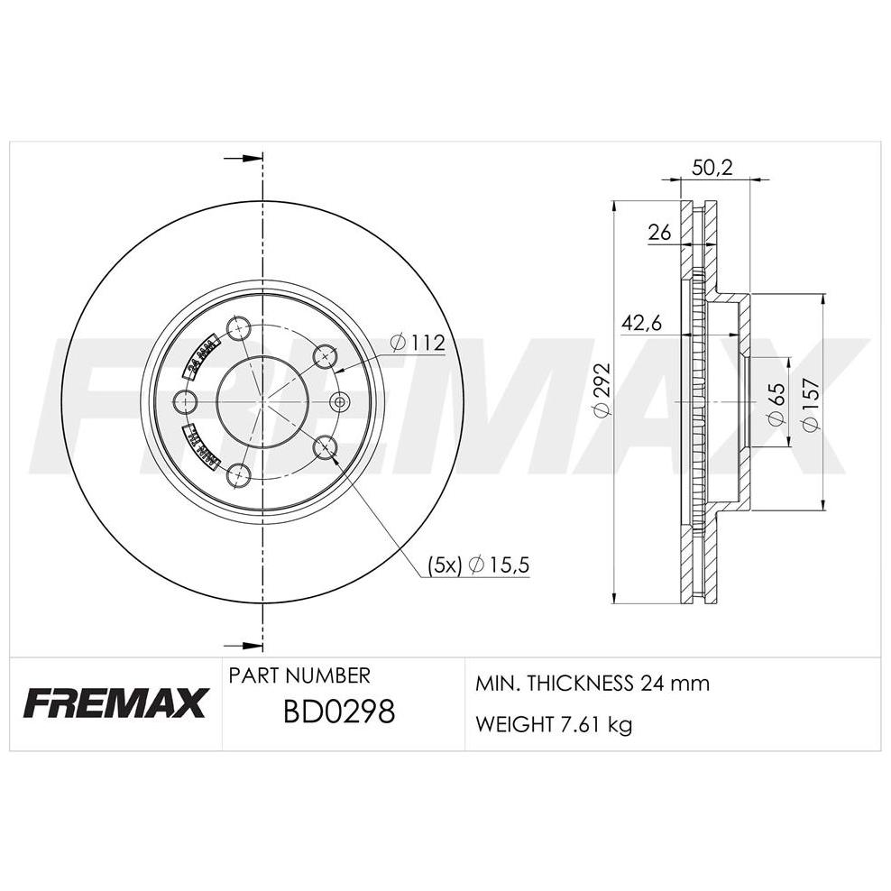 Par de Discos de Freio Ventilado Dianteiro - Fremax - BD0298