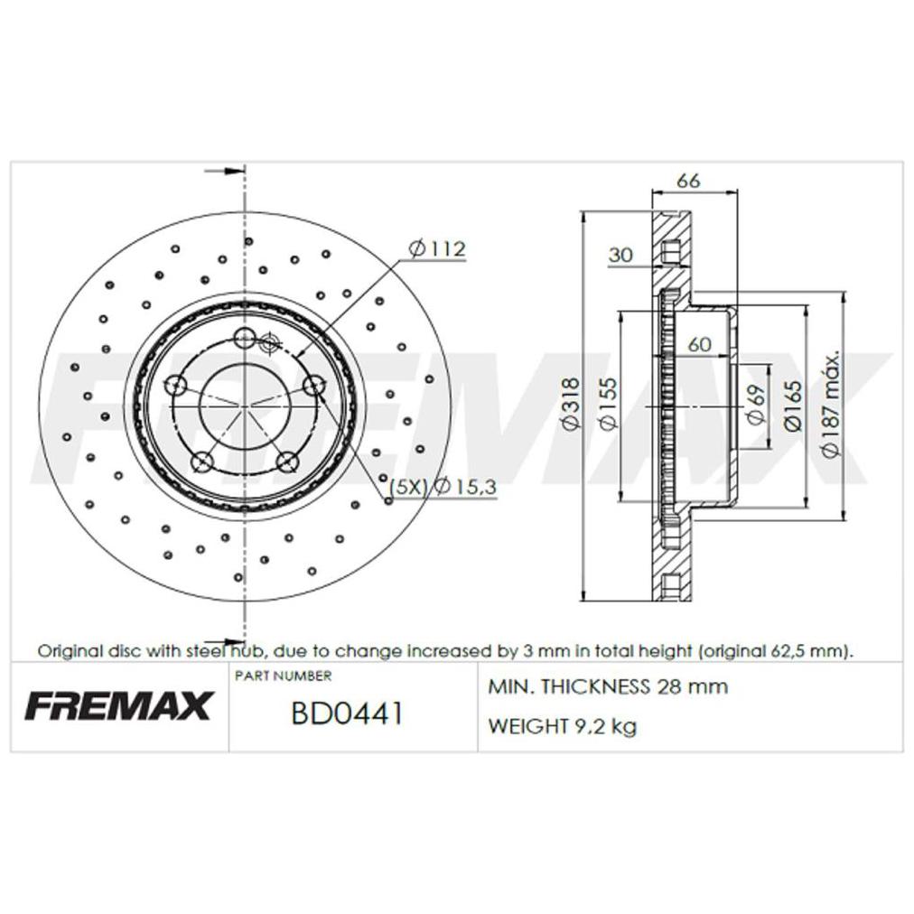 Par de Discos de Freio Ventilado Dianteiro - Fremax - BD0441