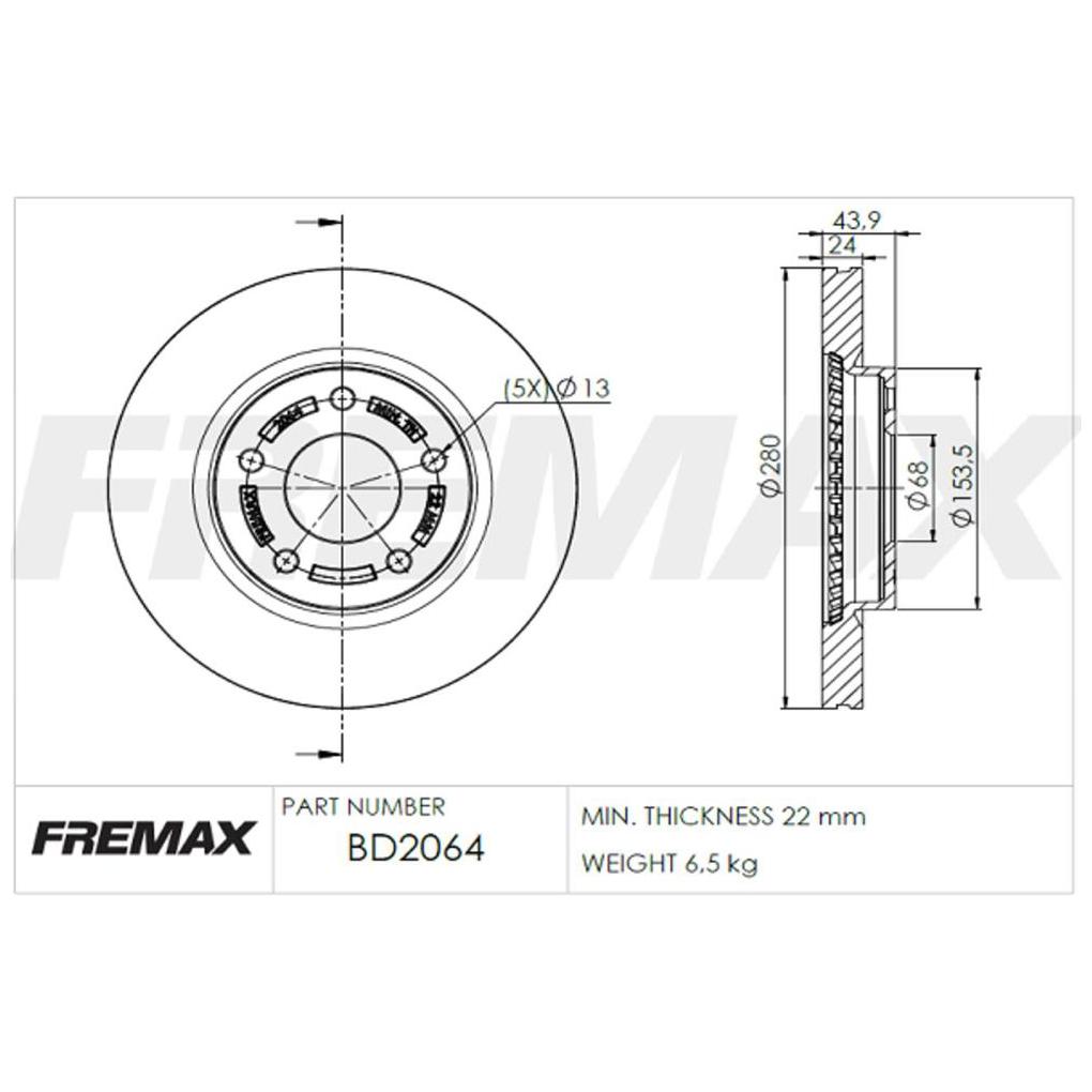 Par de Discos de Freio Ventilado Dianteiro - Fremax - BD2064