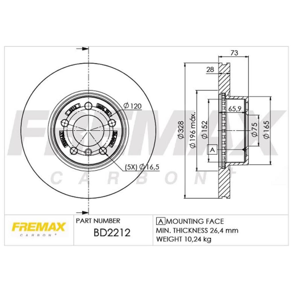 Disco de Freio Ventilado Dianteiro 1 Unidade - Fremax - BD2212