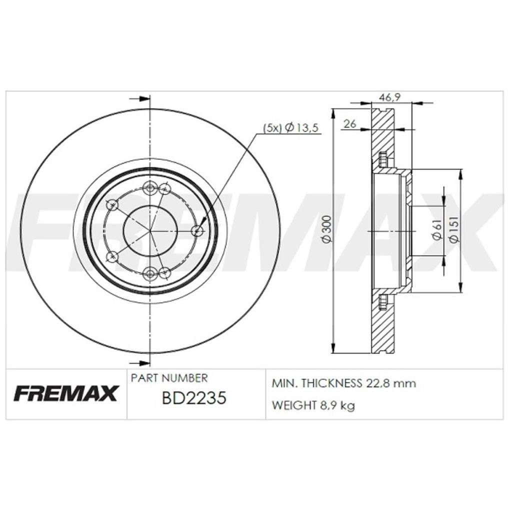 Par de Discos de Freio Ventilado Dianteiro - Fremax - BD2235