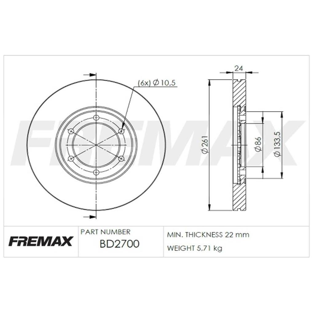 Par de Discos de Freio Ventilado Dianteiro - Fremax - BD2700