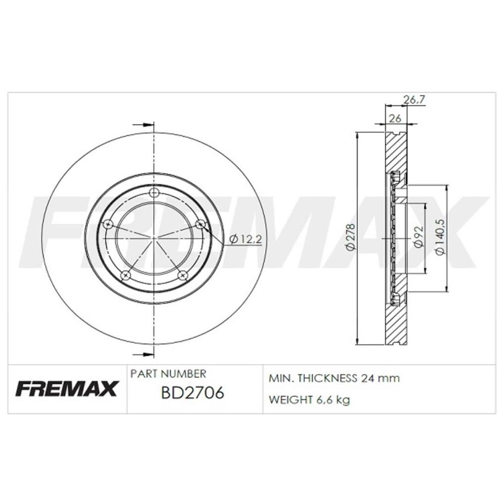 Par de Discos de Freio Ventilado Dianteiro - Fremax - BD2706