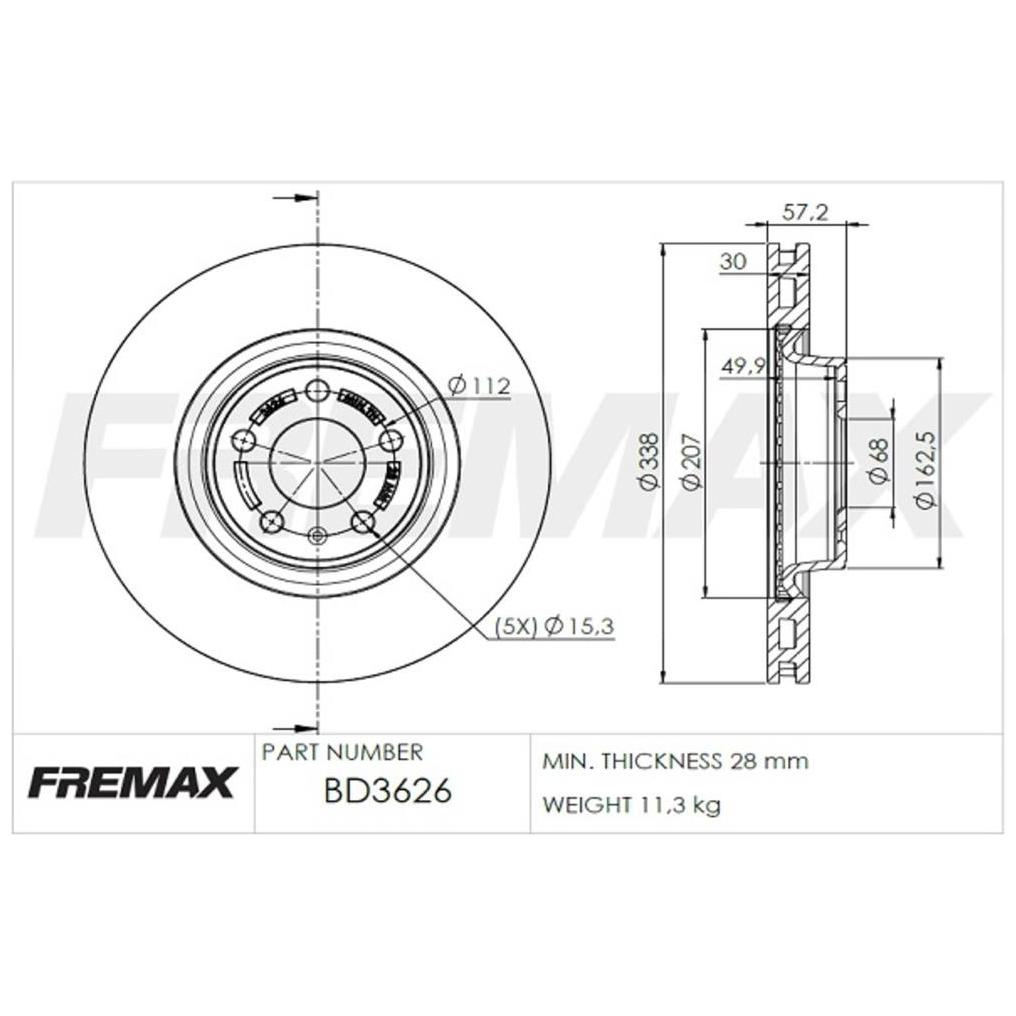 Disco de Freio Ventilado Dianteiro 1 Unidade - Fremax - BD3626